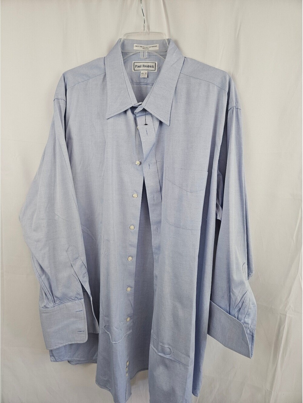 Paul Fredrick Men's  Blue French Cuff Dress Shirt 18.5-34